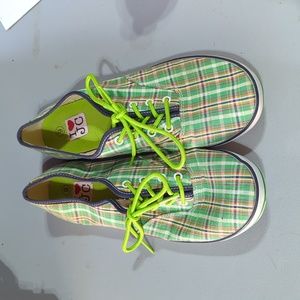 Green plaid sneakers